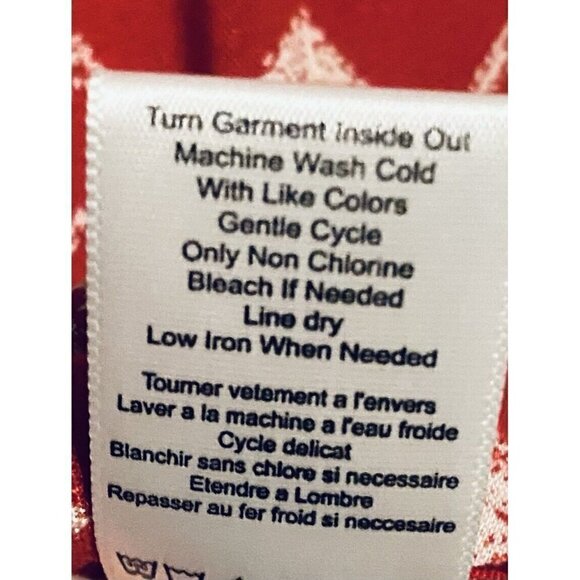 Coldwater Creek Top Womens XS Heart Print Button Up Pleated 3/4 Sleeve Red Boho - Picture 6 of 7